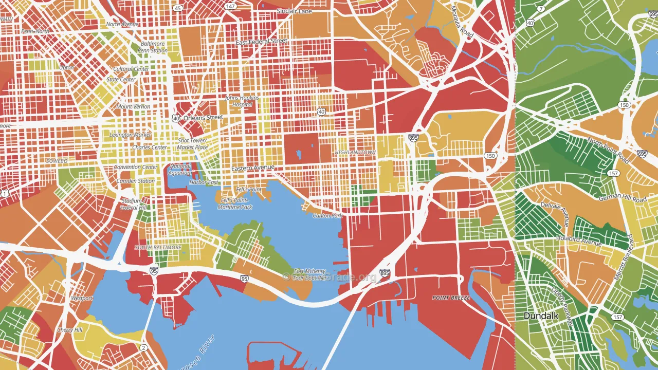 Canton, Baltimore, MD Map of Arson Rates