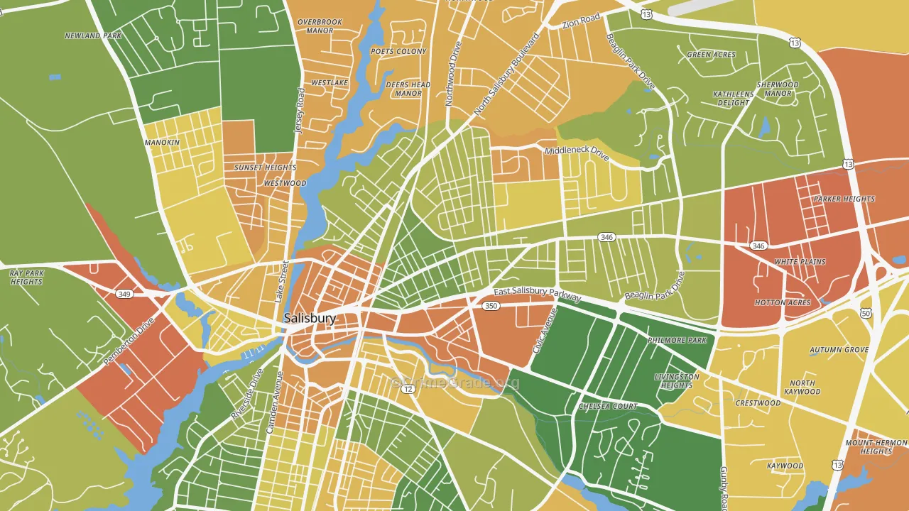 Canton, Salisbury, MD Map of Arson Rates