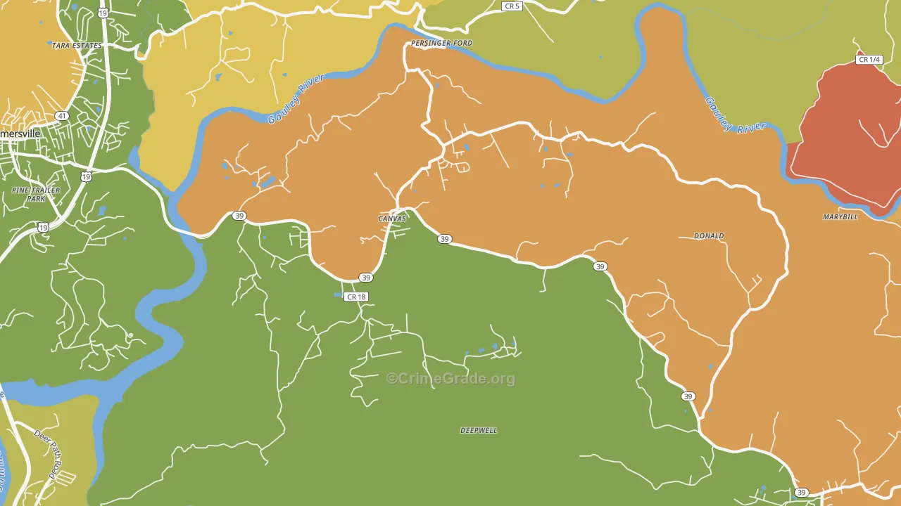 Canvas, WV Map of Arson Rates