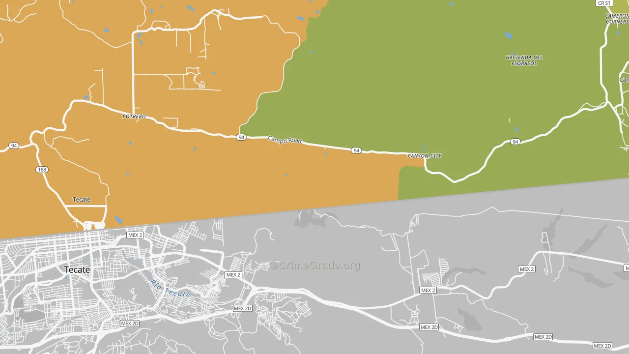 Canyon City, CA Map of Arson Rates