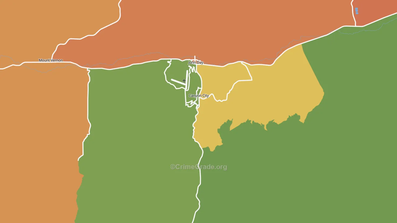 Canyon City, OR Map of Arson Rates