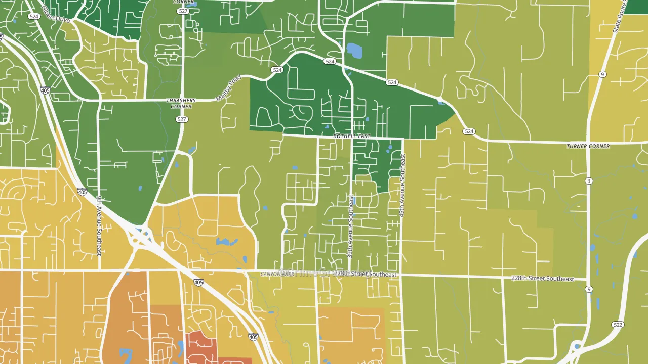 Canyon Creek-39th SE, Bothell, WA Map of Arson Rates