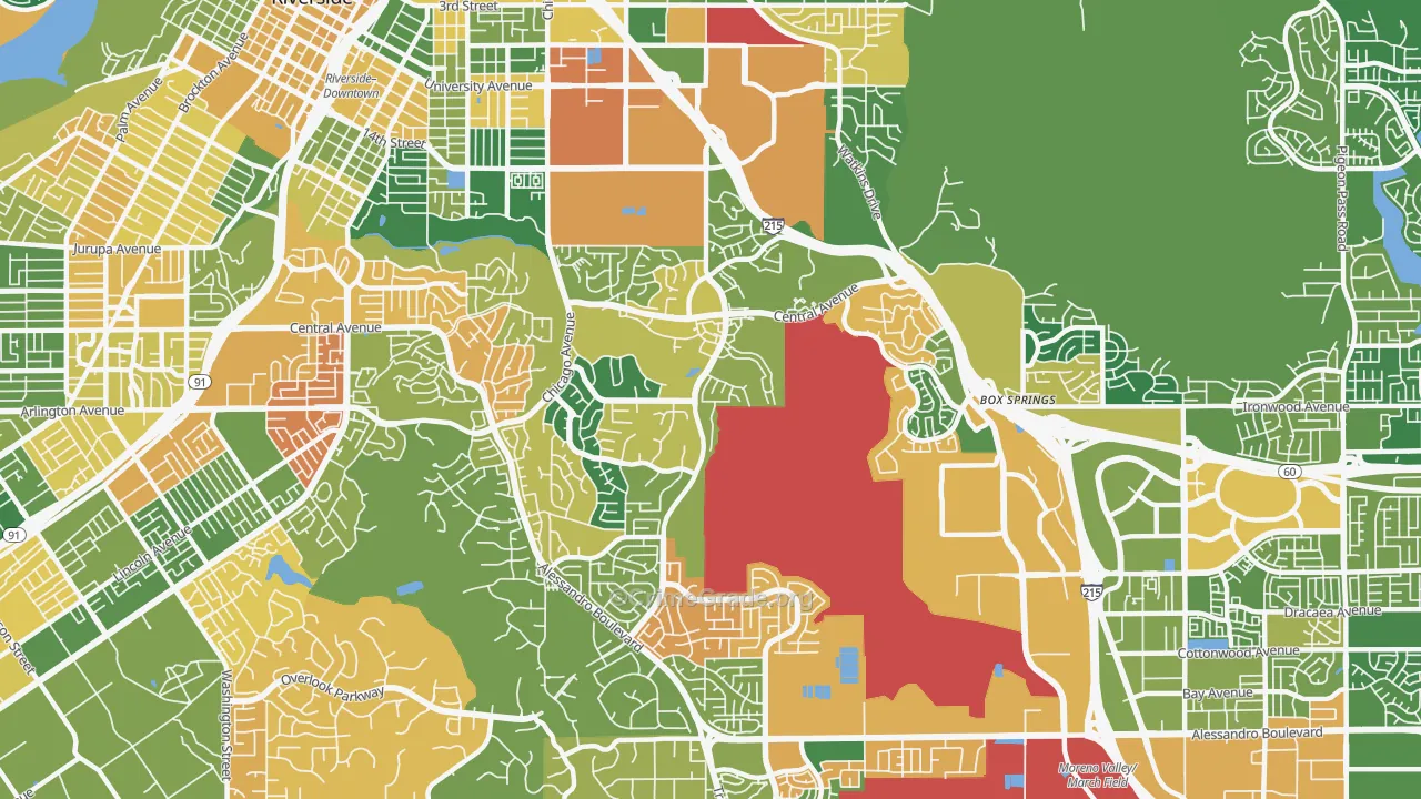 Canyon Crest, Riverside, CA Map of Arson Rates