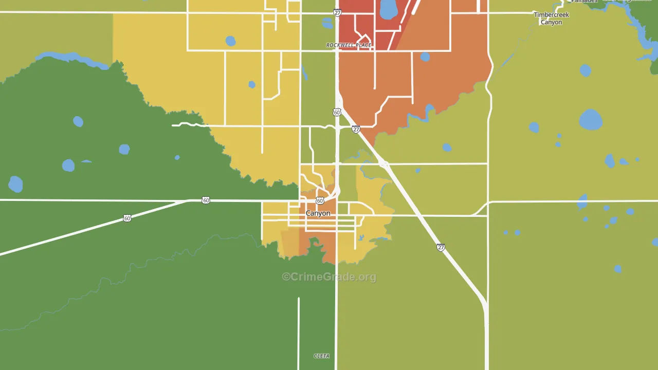 Canyon, TX Map of Arson Rates
