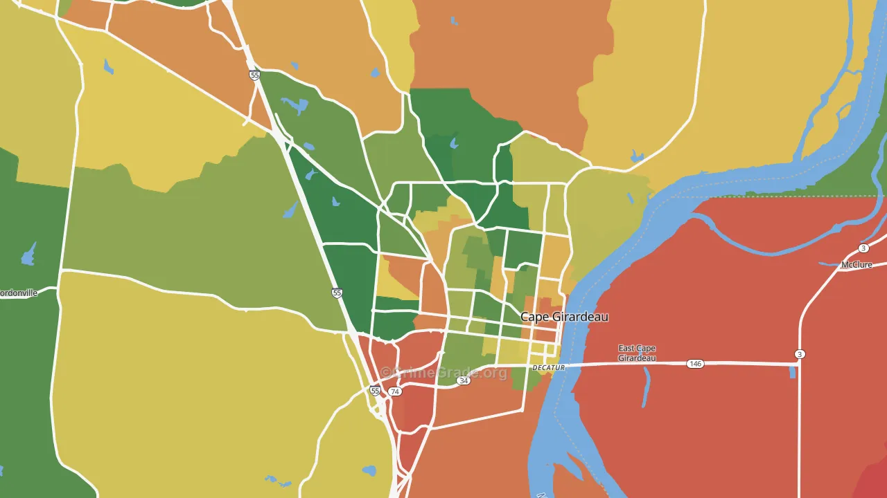 Cape Girardeau, MO Map of Arson Rates