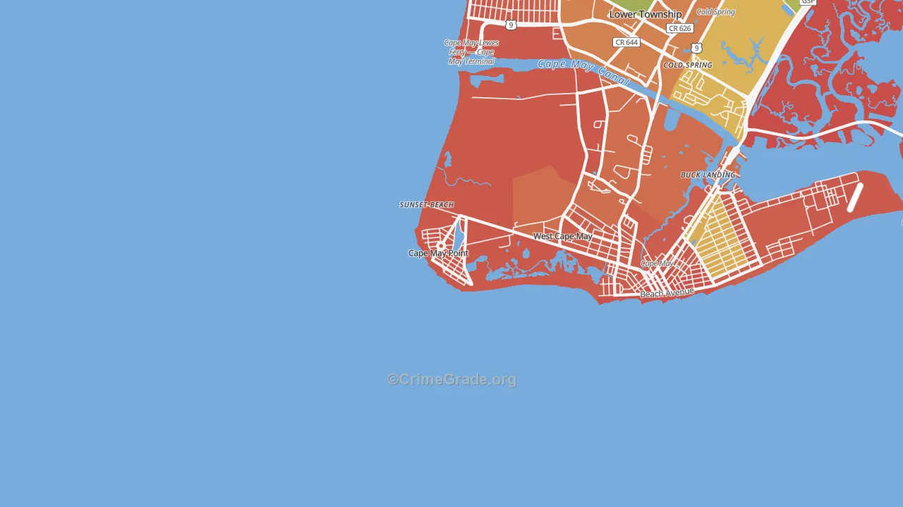 Cape May Point, NJ Map of Arson Rates