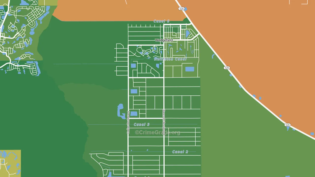 Cape Orl Estates, Wedgefield, FL Map of Arson Rates