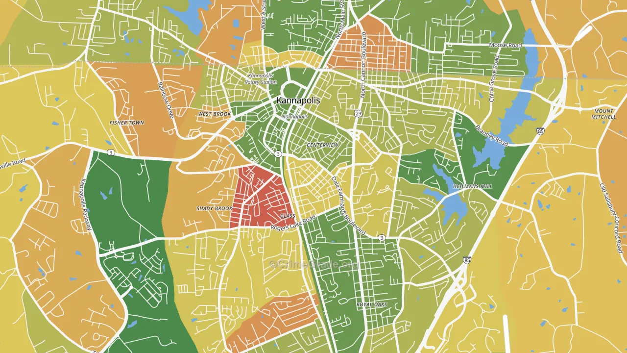 Car Town, Kannapolis, NC Map of Arson Rates