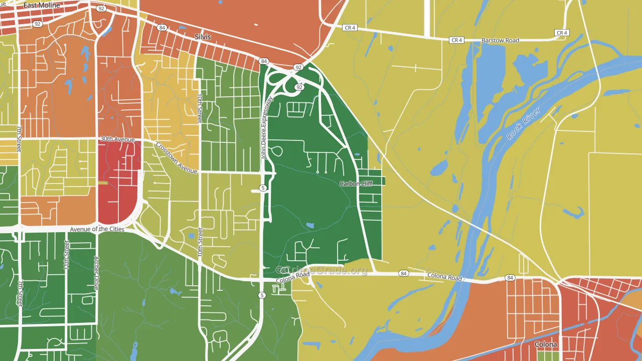 Carbon Cliff, IL Map of Arson Rates