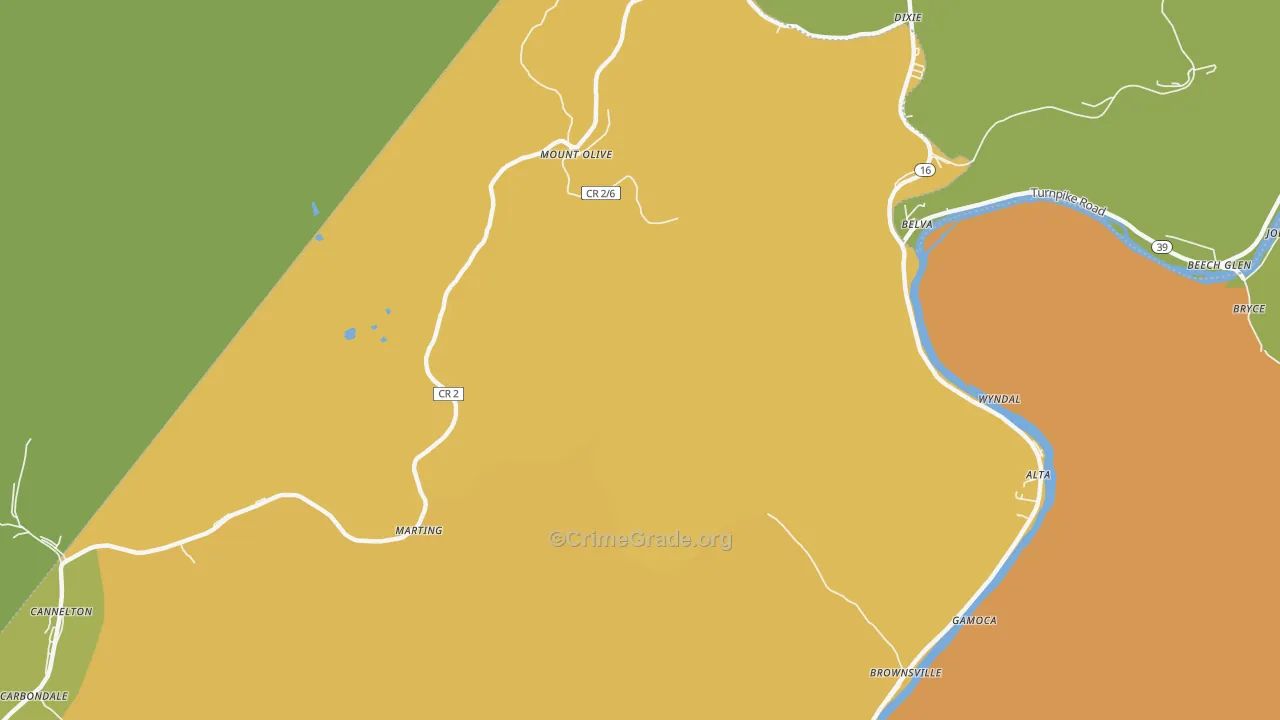 Carbondale, WV Map of Arson Rates