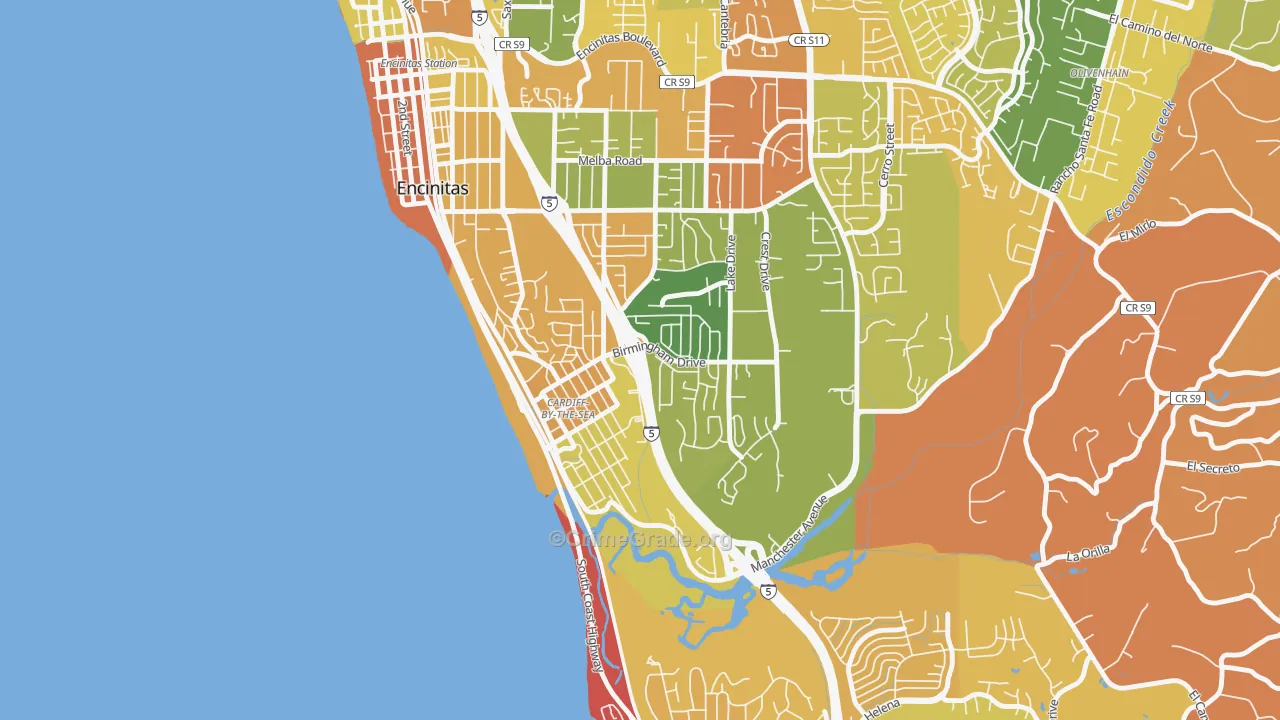 Cardiff By The Sea, CA Map of Arson Rates