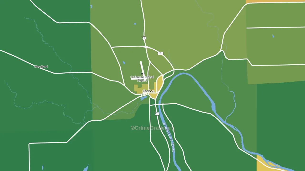 Caribou, ME Map of Arson Rates