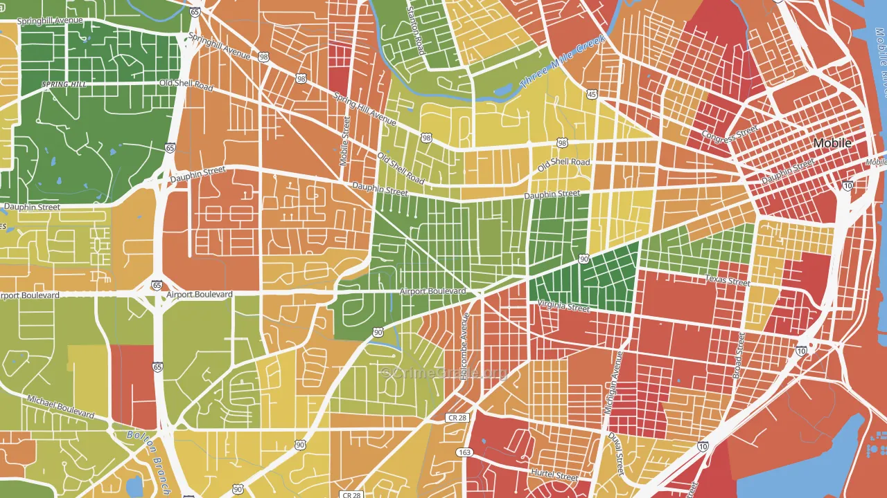 Carlen, Mobile, AL Map of Arson Rates