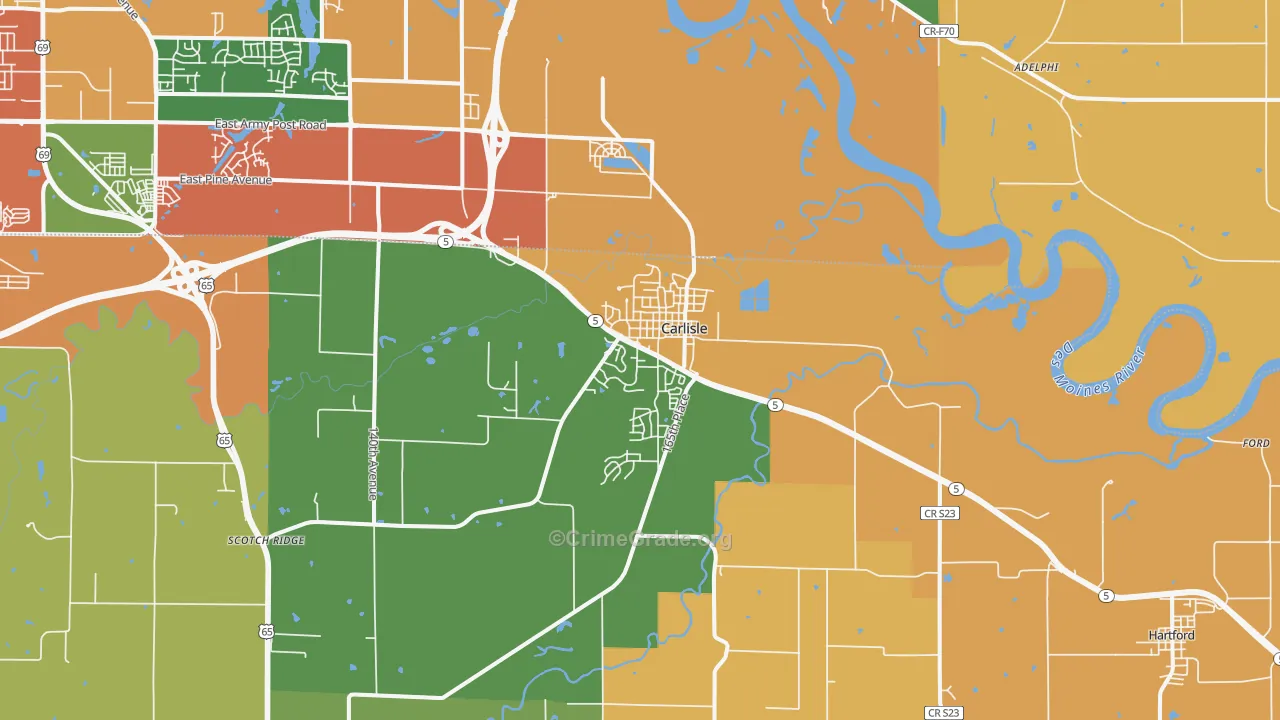 Carlisle, IA Map of Arson Rates