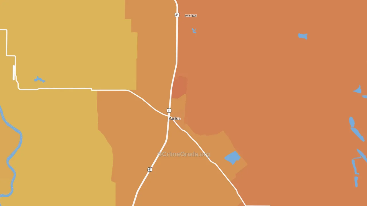 Carlisle, IN Map of Arson Rates