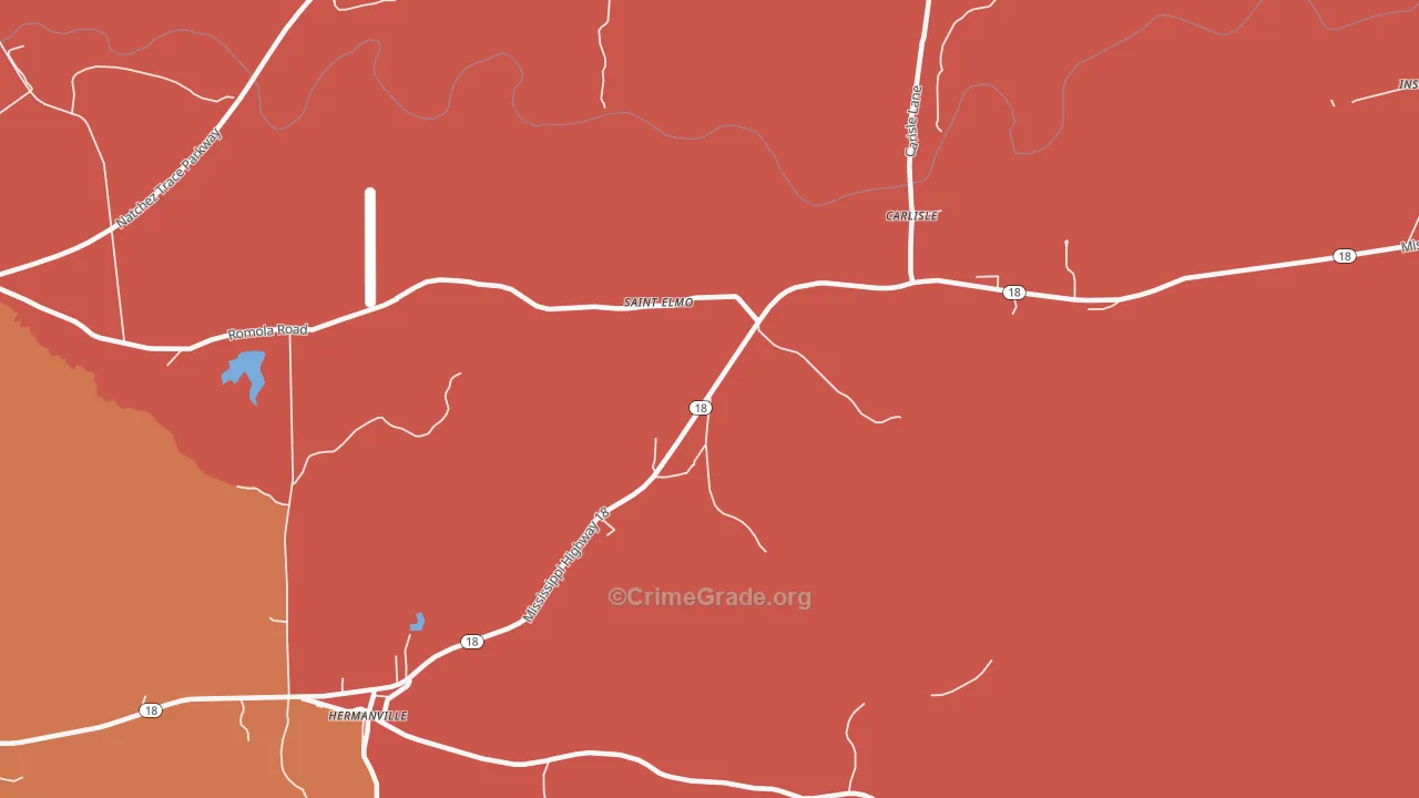 Carlisle, MS Map of Arson Rates