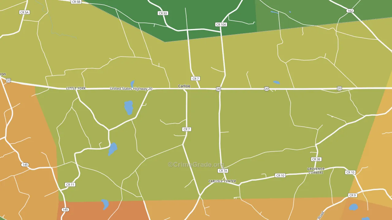 Carlisle, NY Map of Arson Rates