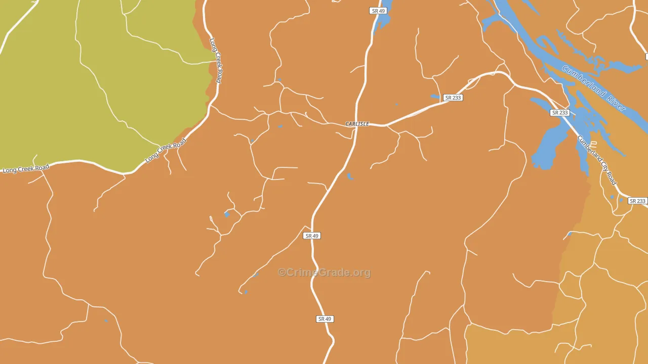Carlisle, TN Map of Arson Rates