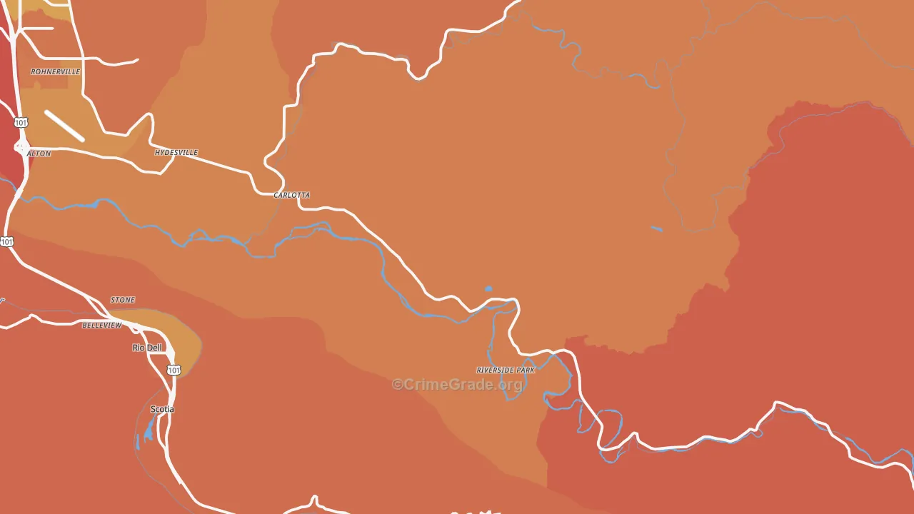Carlotta, CA Map of Arson Rates