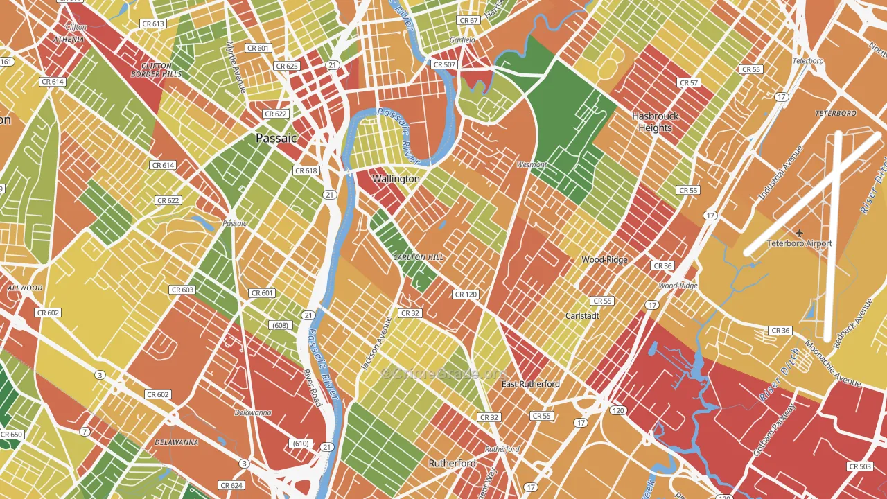 Carlton Hill, Wallington, NJ Map of Arson Rates