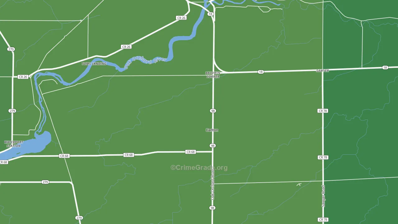 Carlton, NY Map of Arson Rates