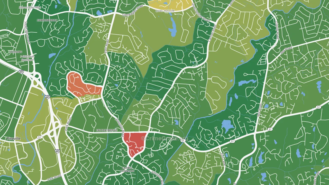 Carmel, Charlotte, NC Map of Arson Rates