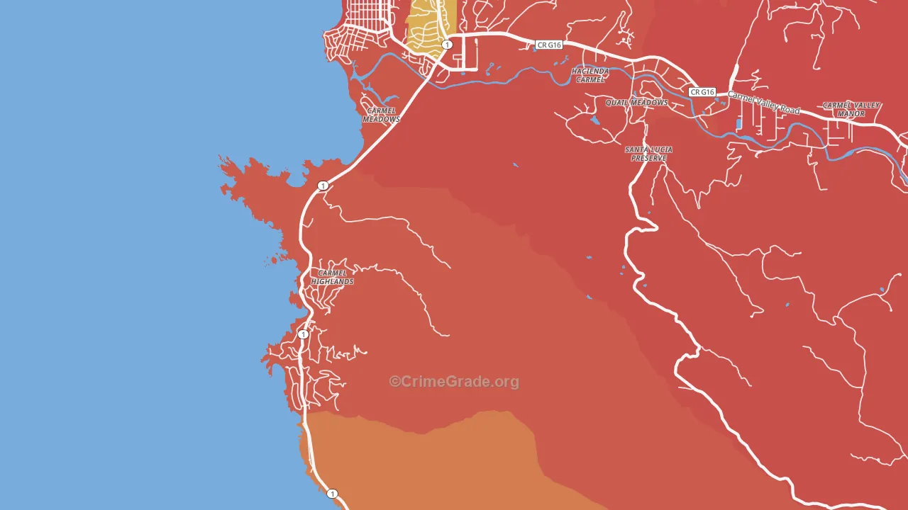 Carmel Highlands, CA Map of Arson Rates