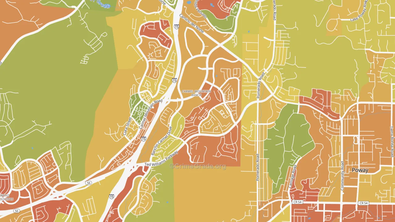 Carmel Mountain, San Diego, CA Map of Arson Rates