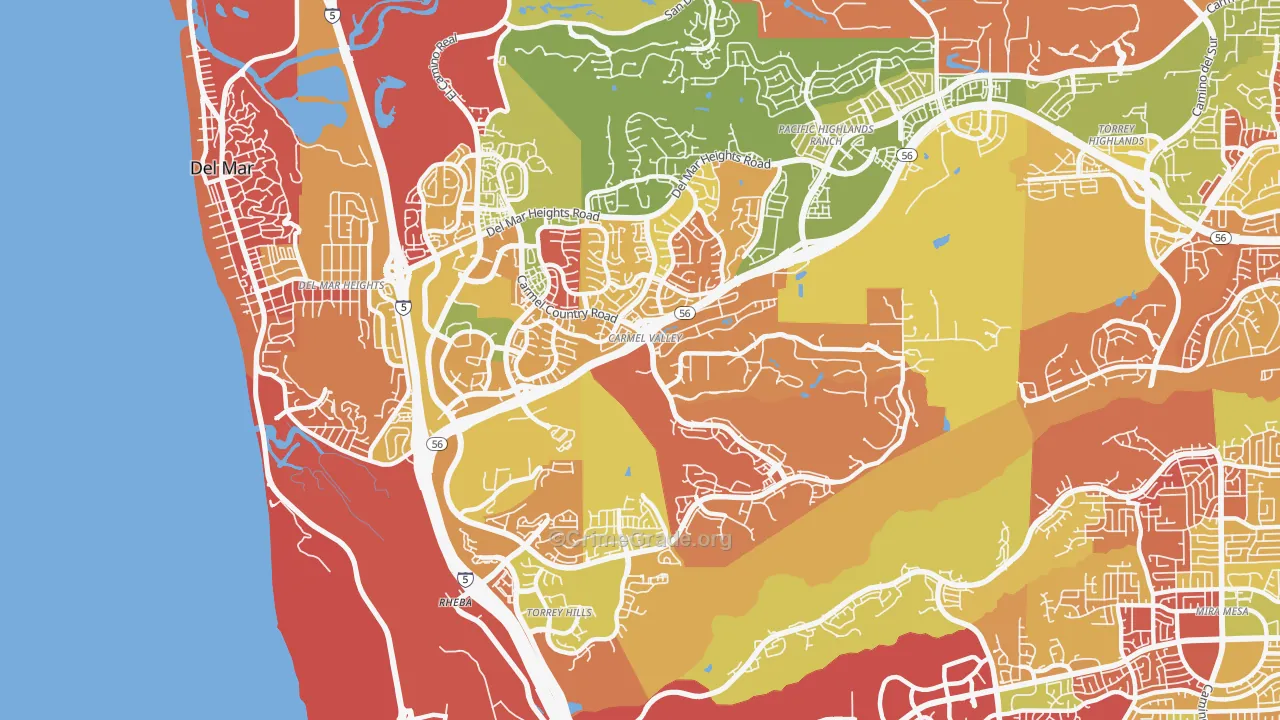 Carmel Valley, San Diego, CA Map of Arson Rates
