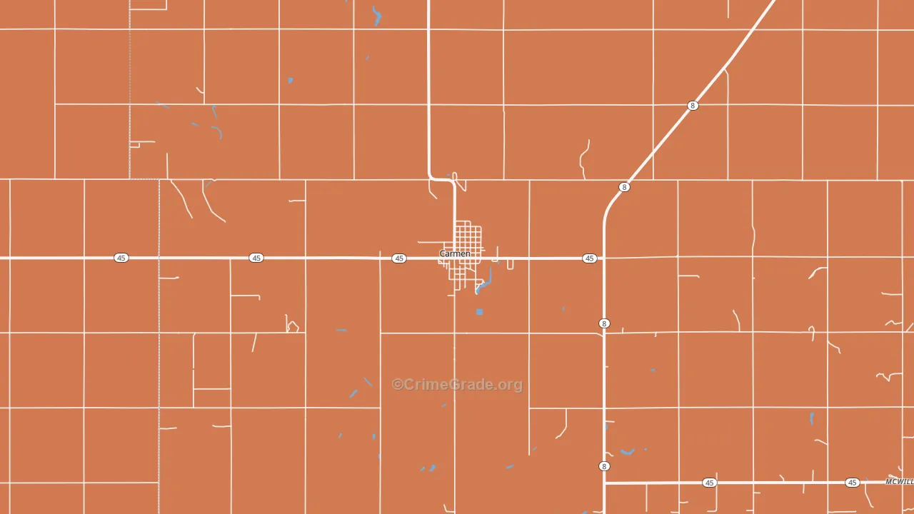 Carmen, OK Map of Arson Rates
