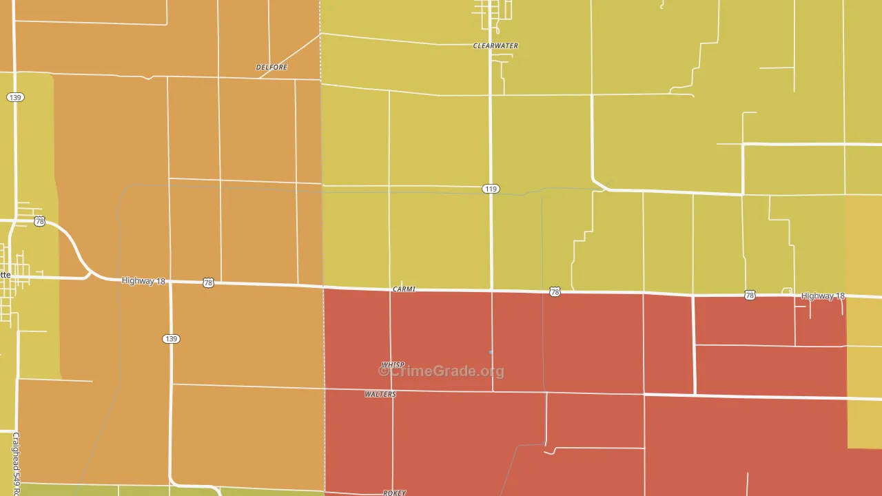 Carmi, AR Map of Arson Rates