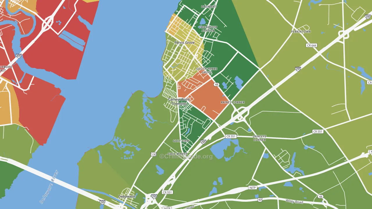 Carneys Point, NJ Map of Arson Rates