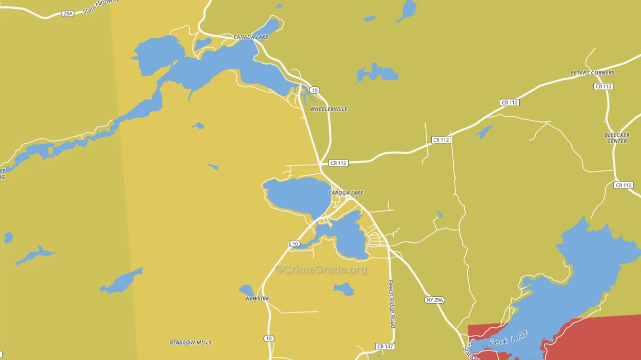 Caroga Lake, NY Map of Arson Rates