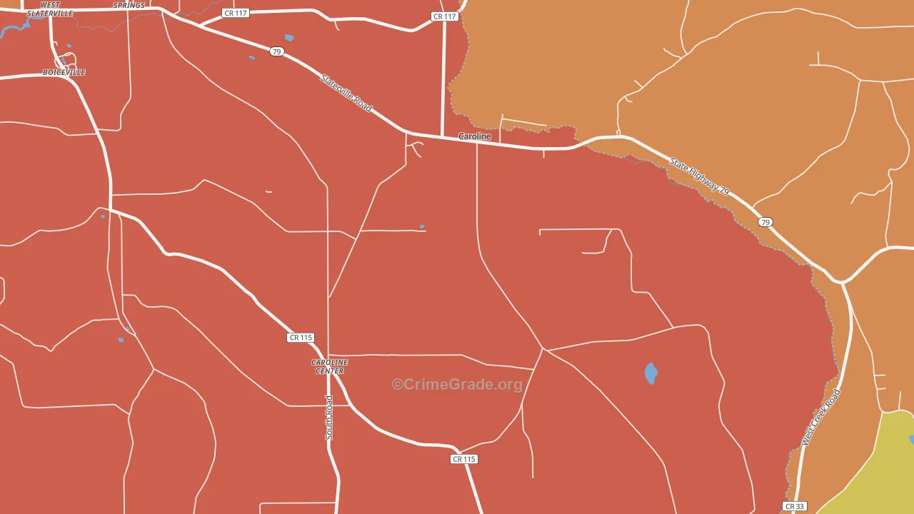 Caroline Center, NY Map of Arson Rates