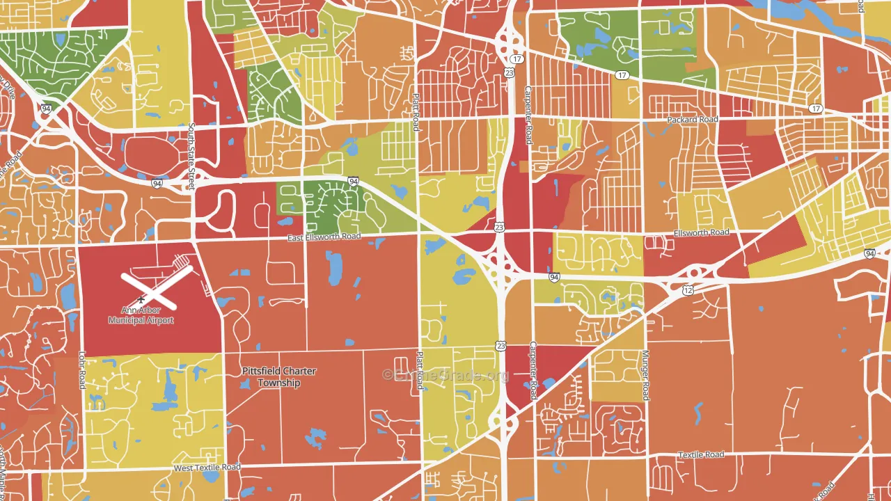 Carpenter, Ann Arbor, MI Map of Arson Rates
