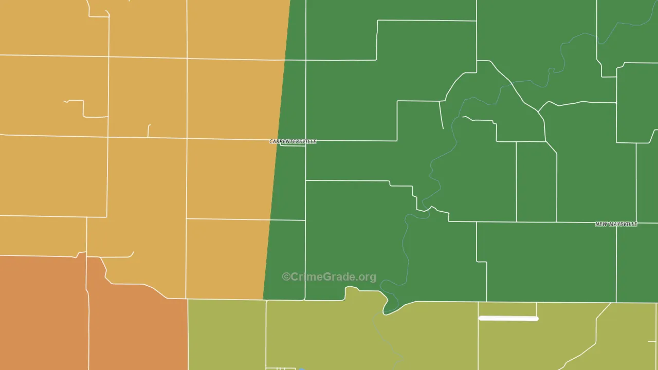 Carpentersville, IN Map of Arson Rates