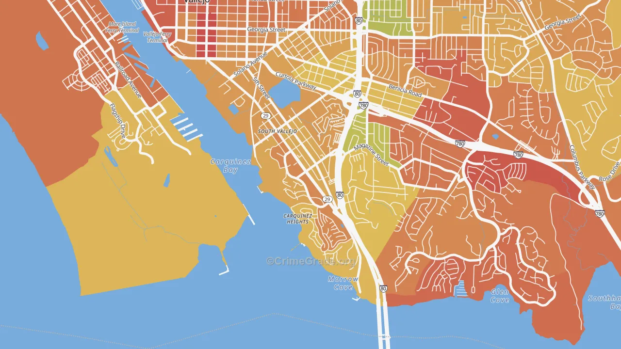 Carquinez Heights, Vallejo, CA Map of Arson Rates