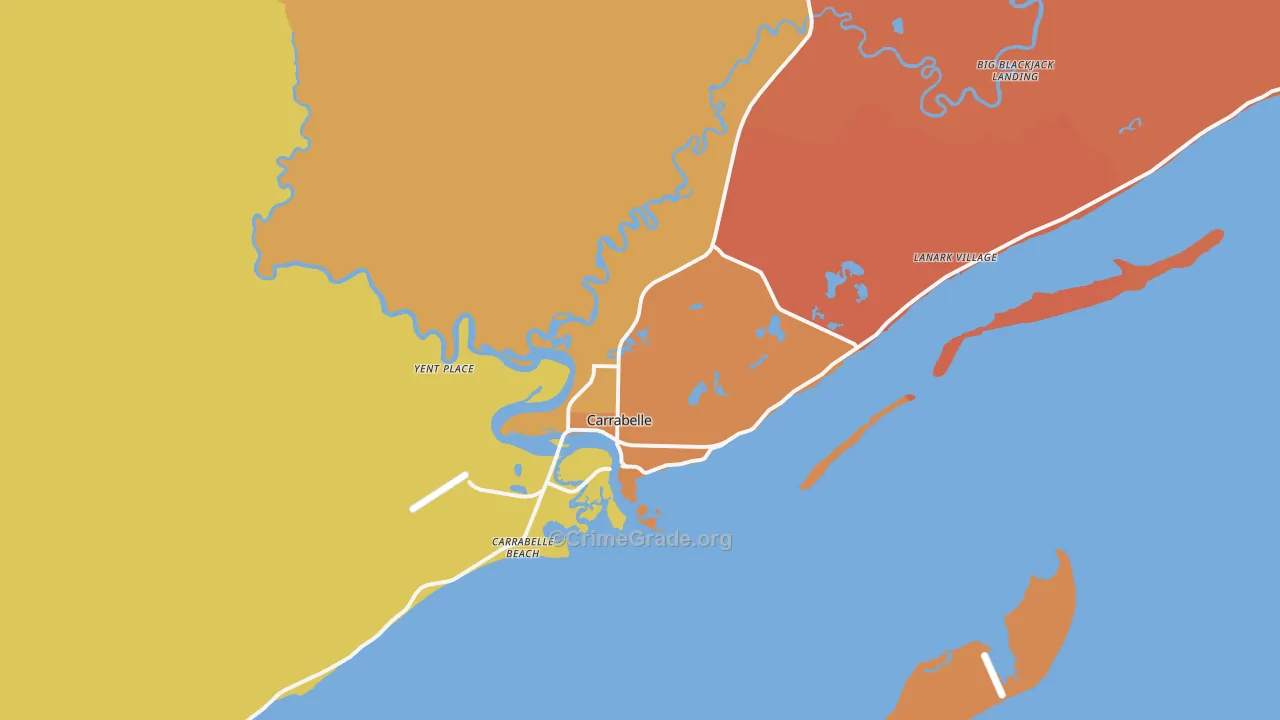 Carrabelle, FL Map of Arson Rates