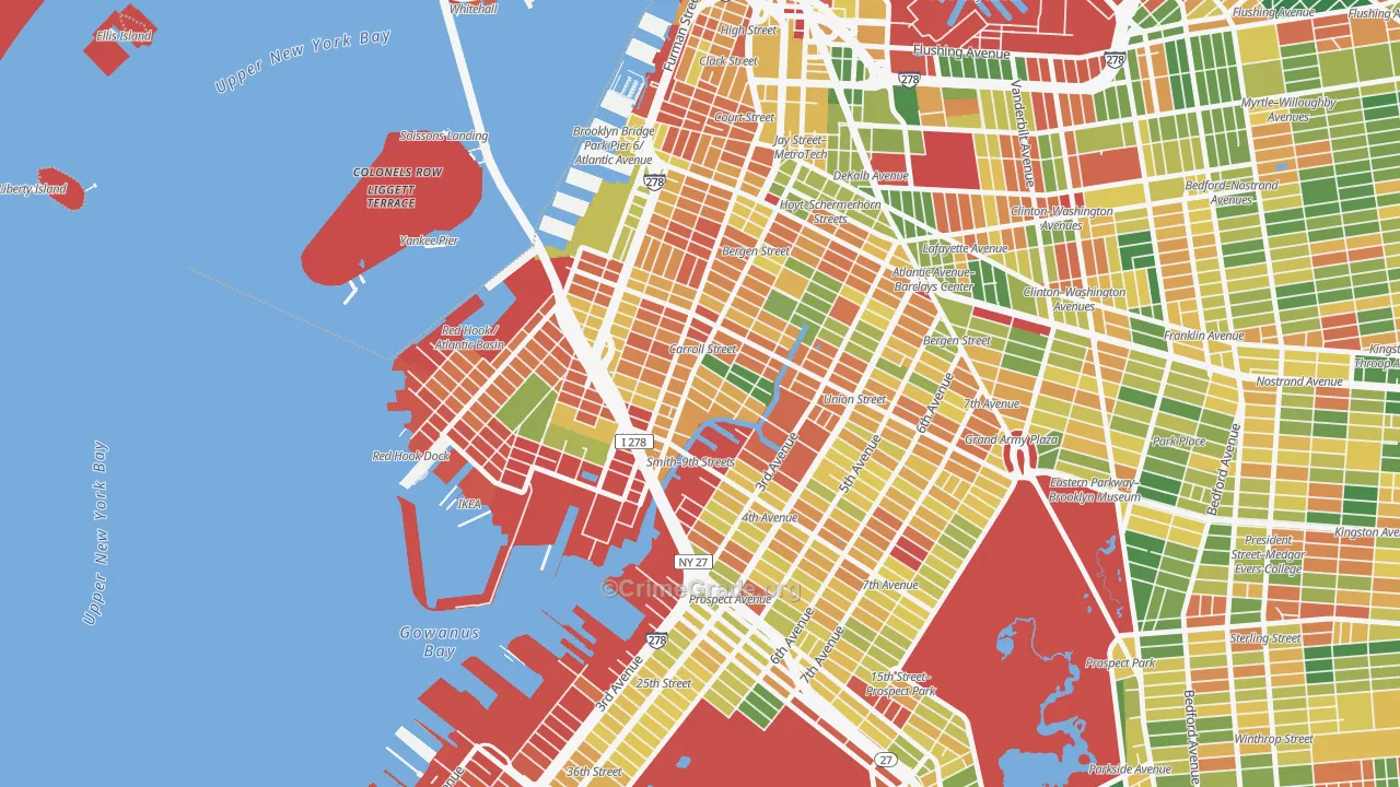 Carroll Gardens, Brooklyn, NY Map of Arson Rates