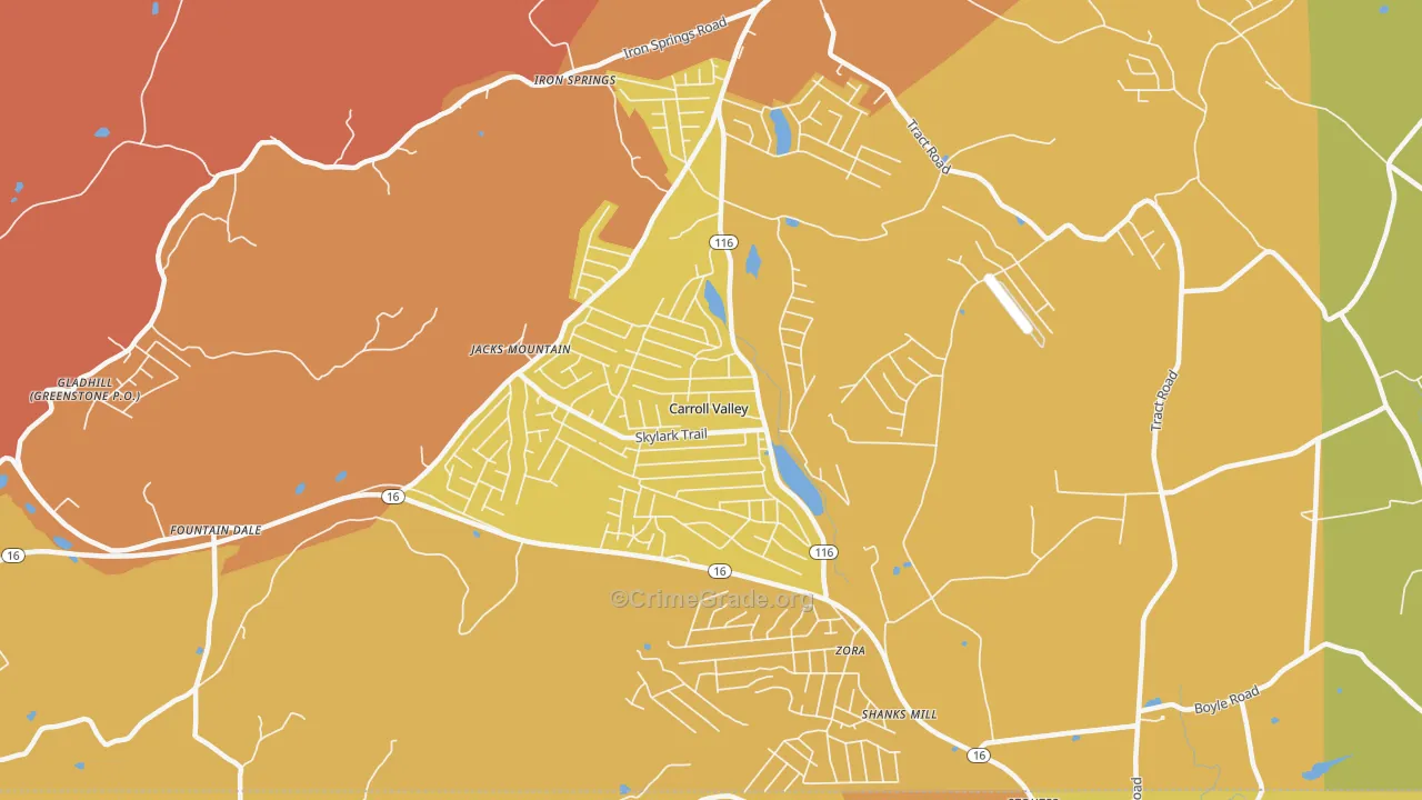 Carroll Valley, PA Map of Arson Rates