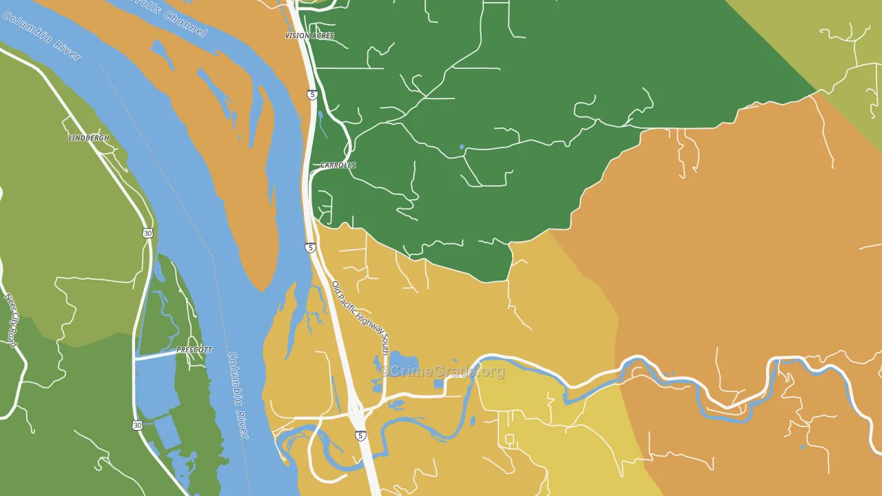 Carrolls, WA Map of Arson Rates