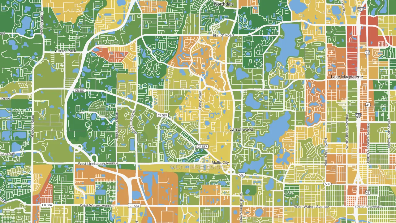Carrollwood, Tampa, FL Map of Arson Rates