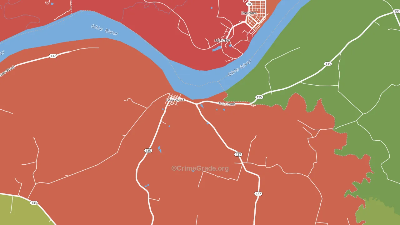Carrsville, KY Map of Arson Rates