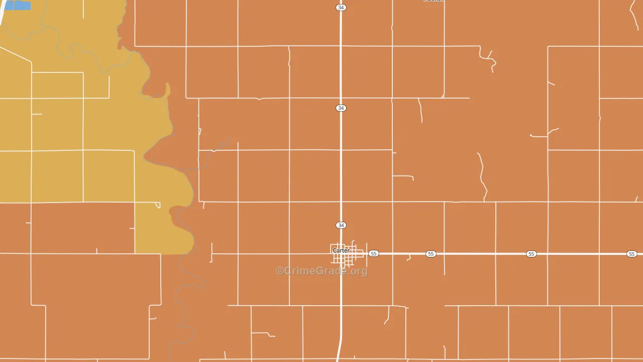 Carter, OK Map of Arson Rates