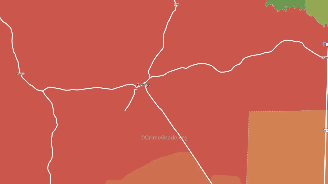 Carthage, AR Map of Arson Rates