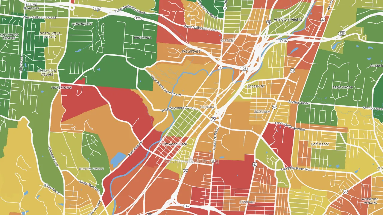 Carthage, Cincinnati, OH Map of Arson Rates