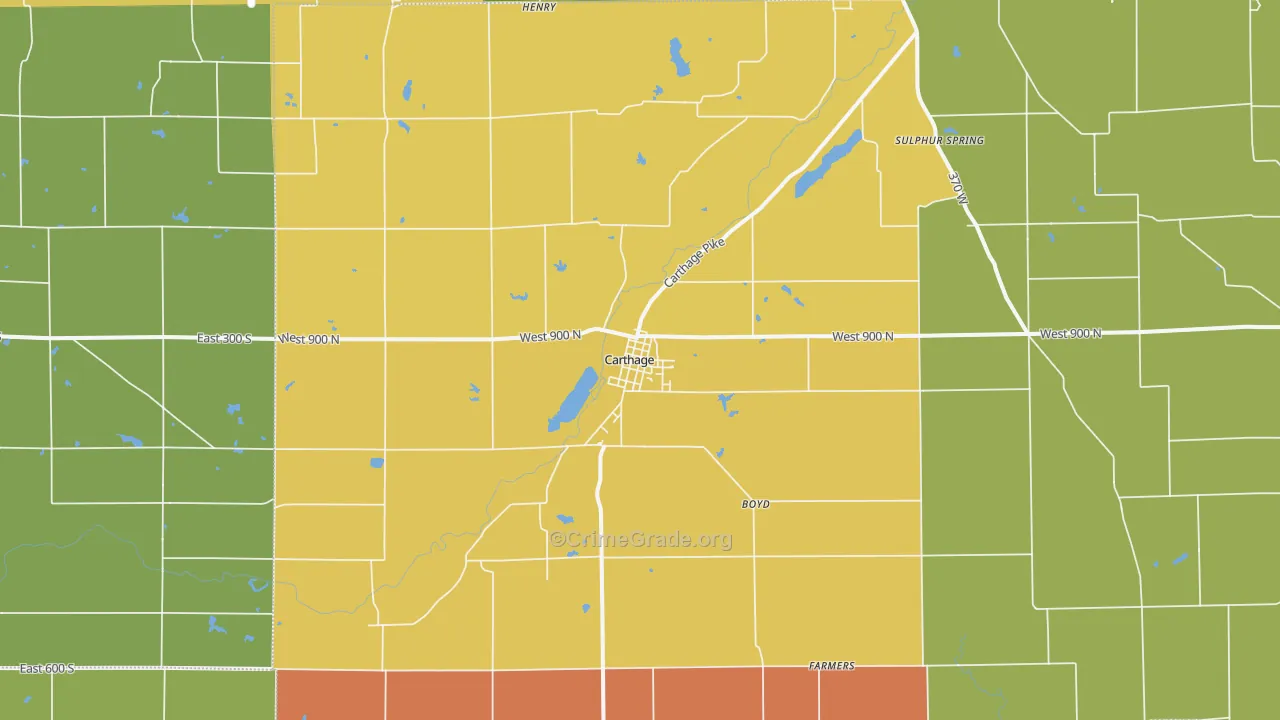 Carthage, IN Map of Arson Rates