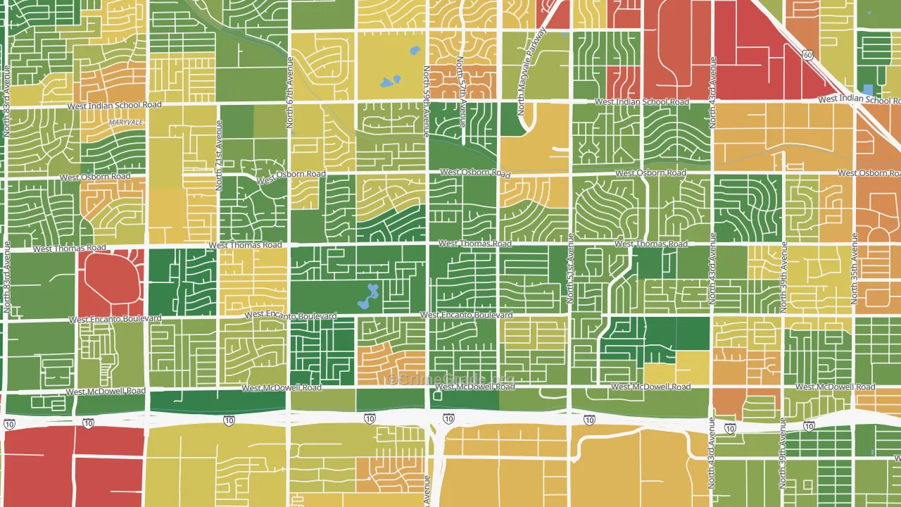 Cartwright, Phoenix, AZ Map of Arson Rates