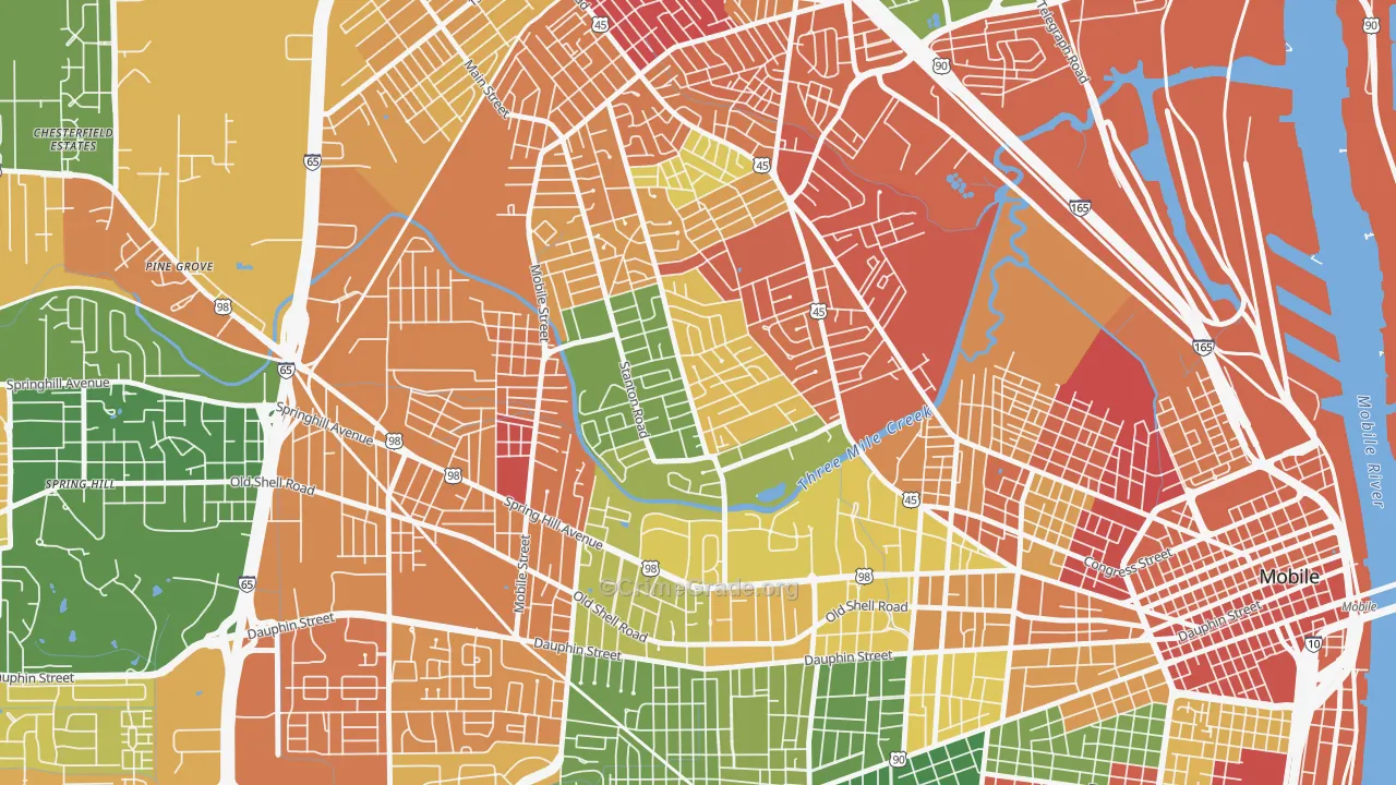 Carver, Mobile, AL Map of Arson Rates