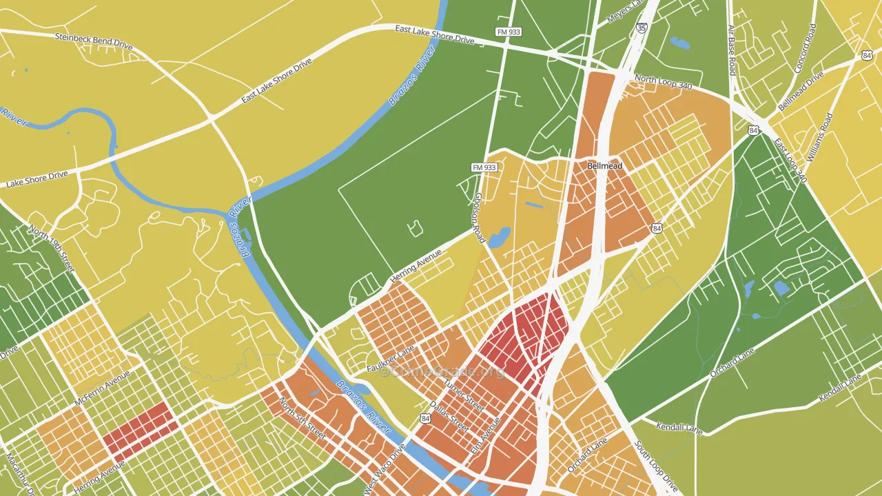 Carver, Waco, TX Map of Arson Rates
